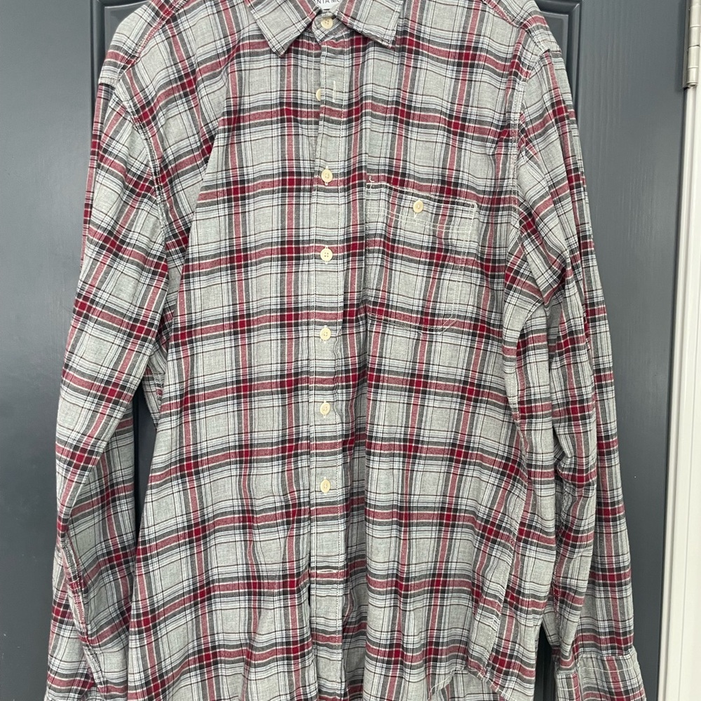 GAP Red and Gray Casual Button Down Shirt